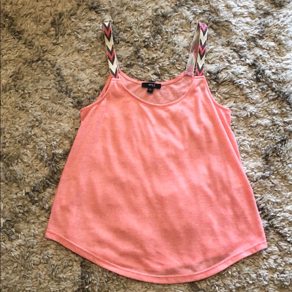 Very J brand tank with embroidered straps - Pink